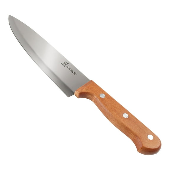 BambooMN Chef Knife - Smooth Blade Oak Handle - 1 Knife