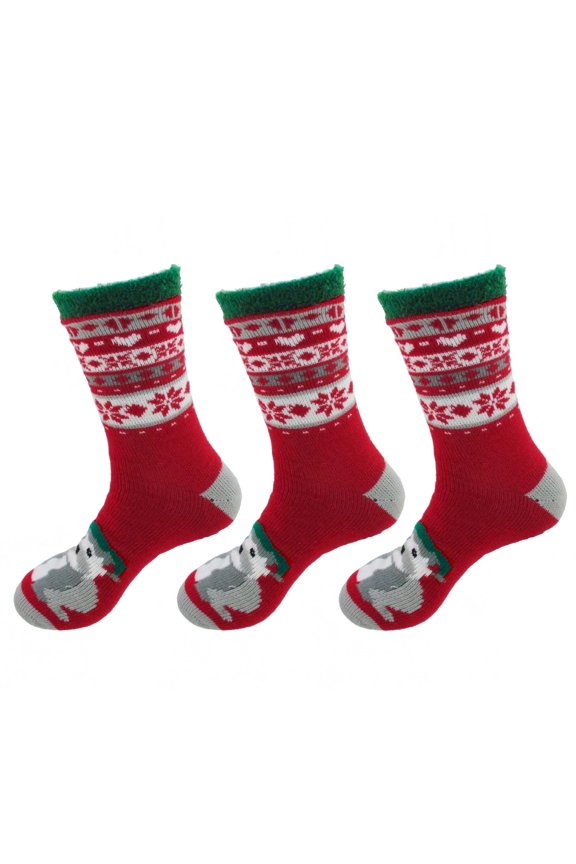 Women's Christmas Double Layer Socks - 03 Koala Bear - Regular - 3 Pairs
