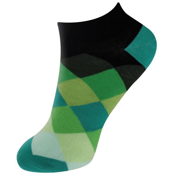 BambooMN Colorful Unisex Diamond Trails Rayon From Bamboo Ankle Socks for Men and Women - Evergreen - Medium - 1 Pair
