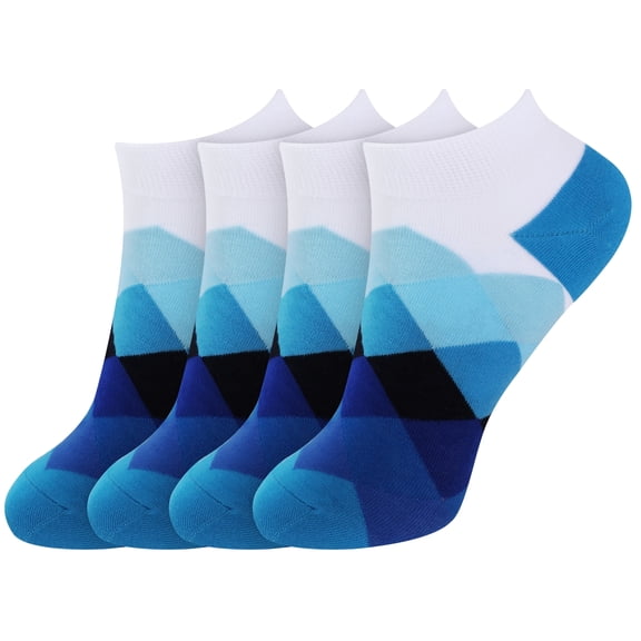 BambooMN Colorful Unisex Diamond Trails Rayon From Bamboo Ankle Socks for Men and Women - Summit - Large - 4 Pairs