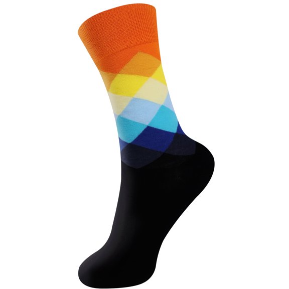 BambooMN Colorful Unisex Diamond Trails Rayon From Bamboo Crew Socks for Men and Women - Sunset Canyon - Large - 1 Pair