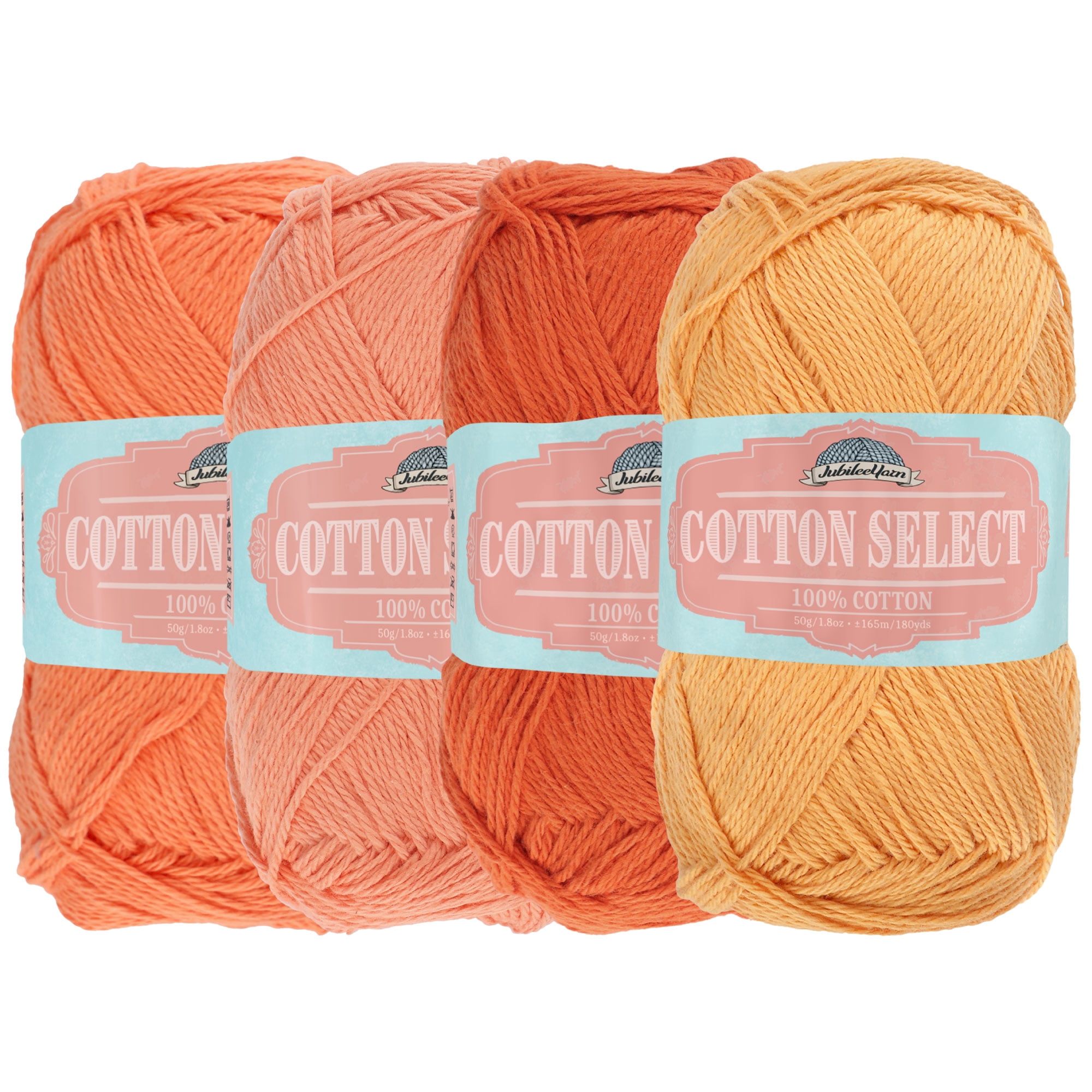  JubileeYarn Cotton Select Yarn - Sport Weight - 50g/Skein -  Shades of Green - 4 Skeins