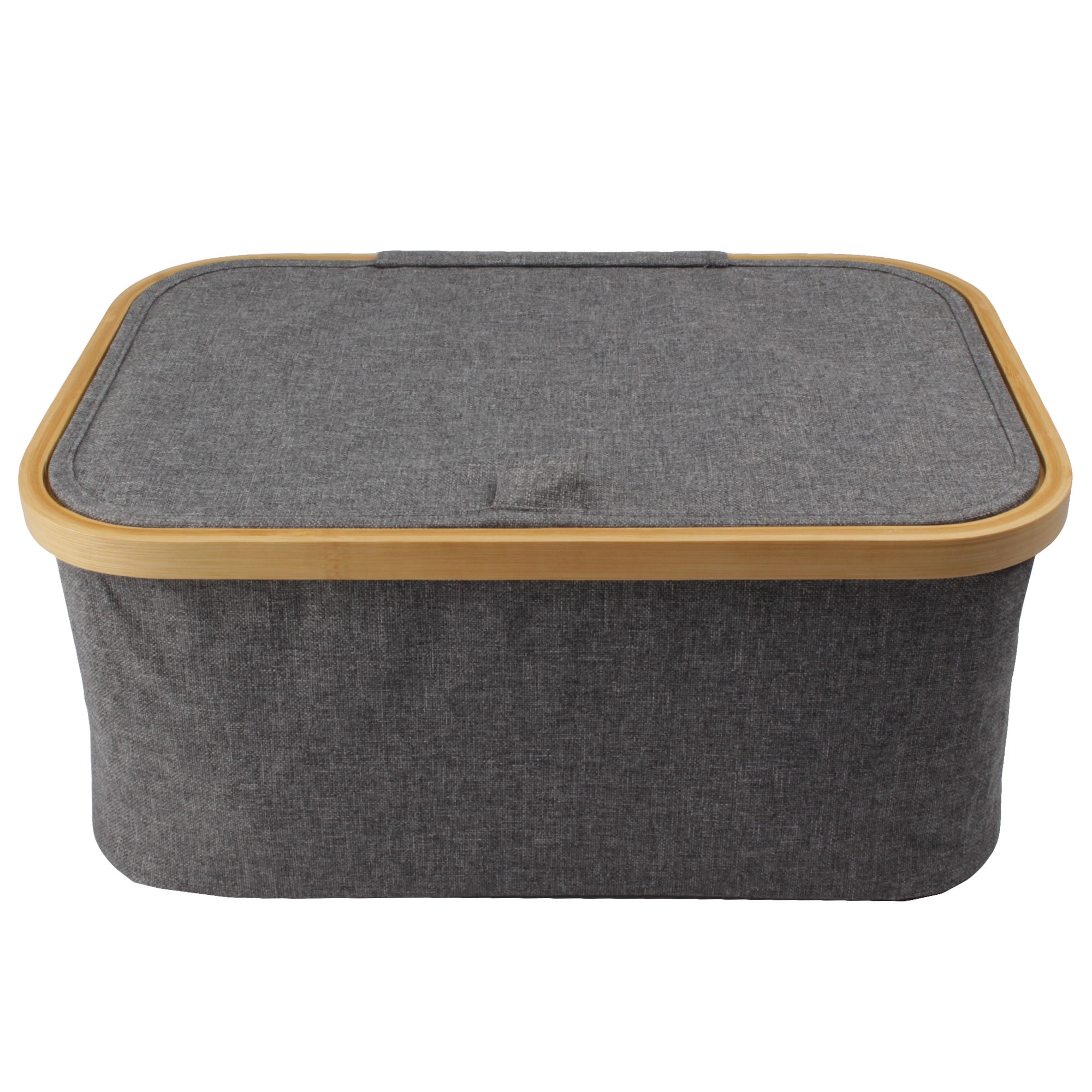 BambooMN Crafting Yarn Storage Bag with Lid for Crochet Supplies, Knitting Accessories, and Other Storage Needs - Organize Projects, Needles, and Hooks with this Light, Foldable Knitting Bag, Grey