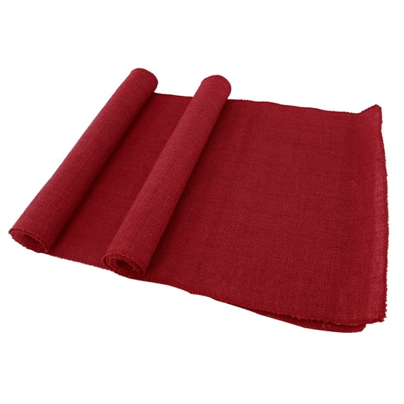 BambooMN Cranberry 15" x 88" Vintage Burlap Table Runner For Rustic Wedding Bridal Shower Bachelorette Graduation Party Table Decor Decorations, 30 Pieces