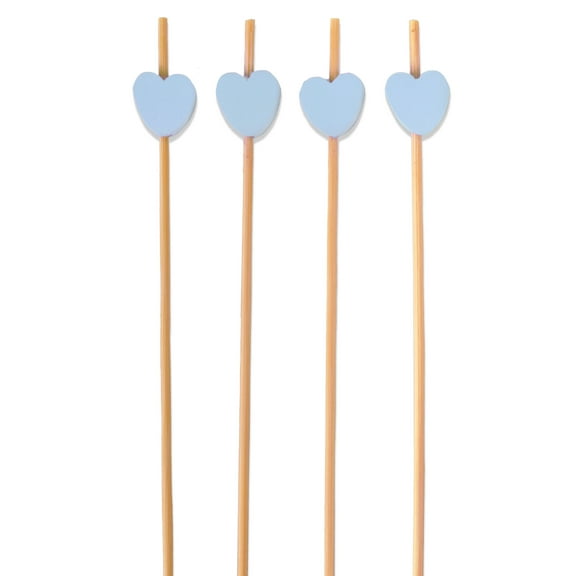 BambooMN - Decorative Blue Heart Bamboo Food & Drink Picks Skewers - 4.7" (12cm) - 1,000pcs