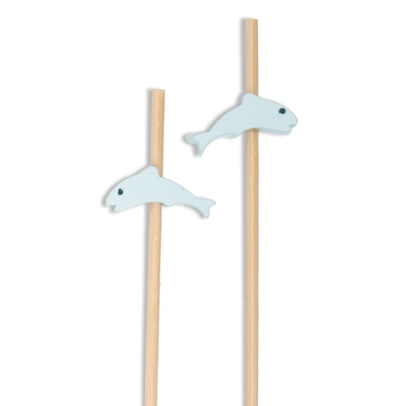 BambooMN Decorative Fish Cocktail Fruit Sandwich Bamboo Picks Skewers for Catered Events, Holiday's, Restaurants or Buffets Party Supplies - 4.7" (12cm) - 100 pcs