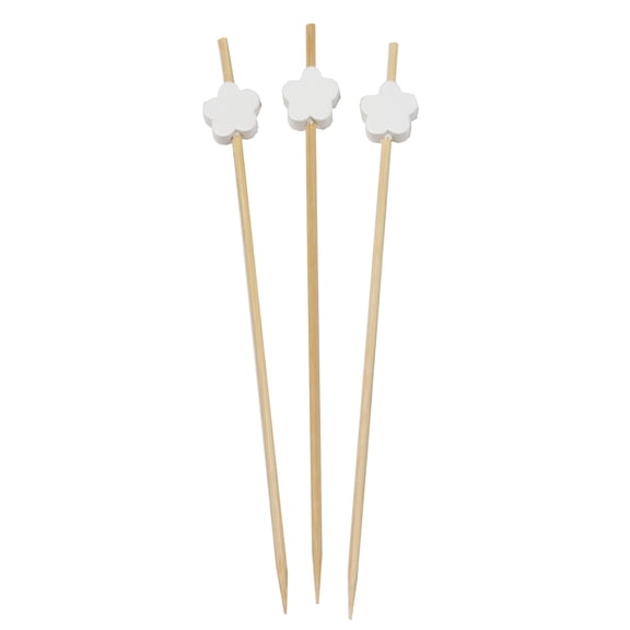 BambooMN Decorative Flower End Bamboo Cocktail Sandwich Fruit Skewer Picks 4.7" - 1000 Pcs, White
