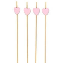 BambooMN - Decorative Pink Heart Bamboo Food & Drink Picks Skewers - 5.9" (15cm) - 100pcs