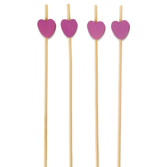 BambooMN - Decorative Purple Heart Bamboo Food & Drink Picks Skewers - 3.9" (10cm) - 1,000pcs