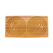 BambooMN Double Finger Labyrinth for Meditation and Prayer - Carbonized Brown 12" x 6", 7 Circuit Cretan Style, 1 Piece