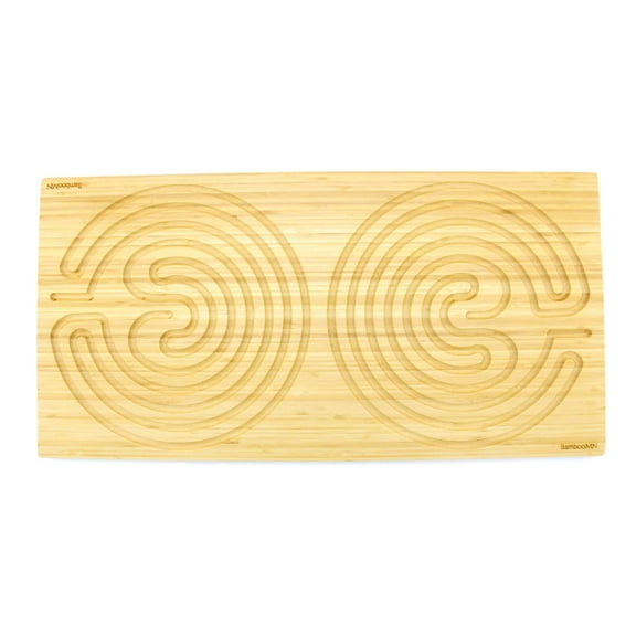 BambooMN Double Finger Labyrinth for Meditation and Prayer - Natural 25" x 12.5", 7 Circuit Cretan Style, 1 Piece