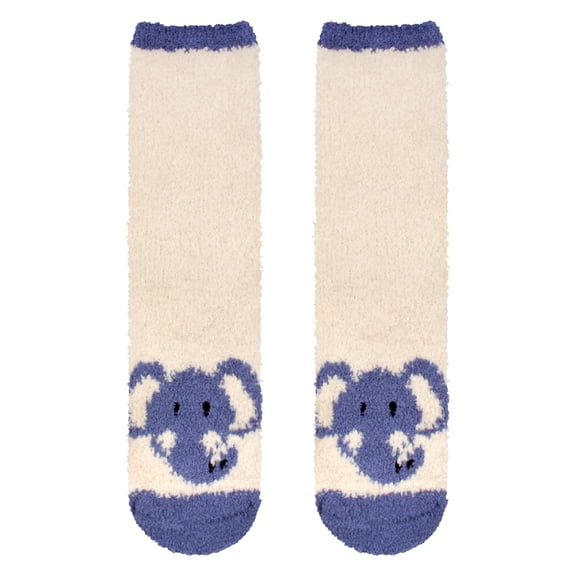 BambooMN Elephant Socks for Women, Fuzzy Cozy Animal Crew Socks, Warm Gifts, 2 Pairs