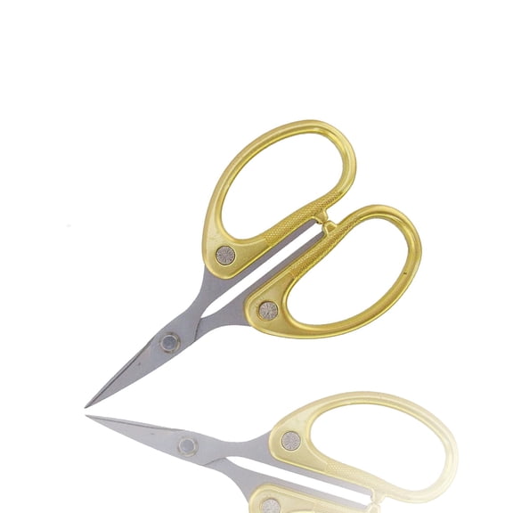 BambooMN Embroidery Scissors Titanium Fine Tip, 4.5", Gold