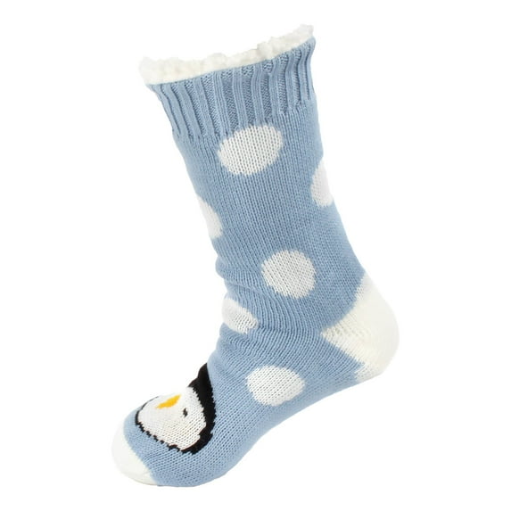 BambooMN Extra Thick Cozy Fuzzy Animal Thermal Cabin Plush Fleece-lined Knitted Crew Socks