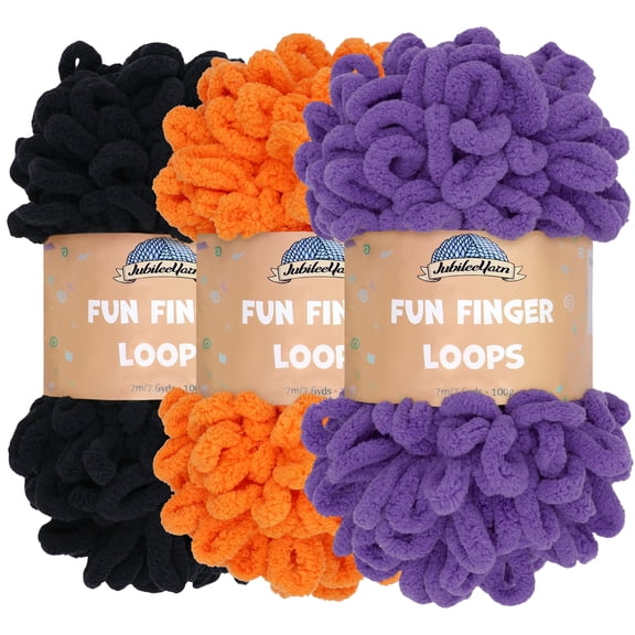 JubileeYarn Fun Finger Loops Yarn - 100g/Skein Jumbo Polyester - Cháloouin - 3 Skeins