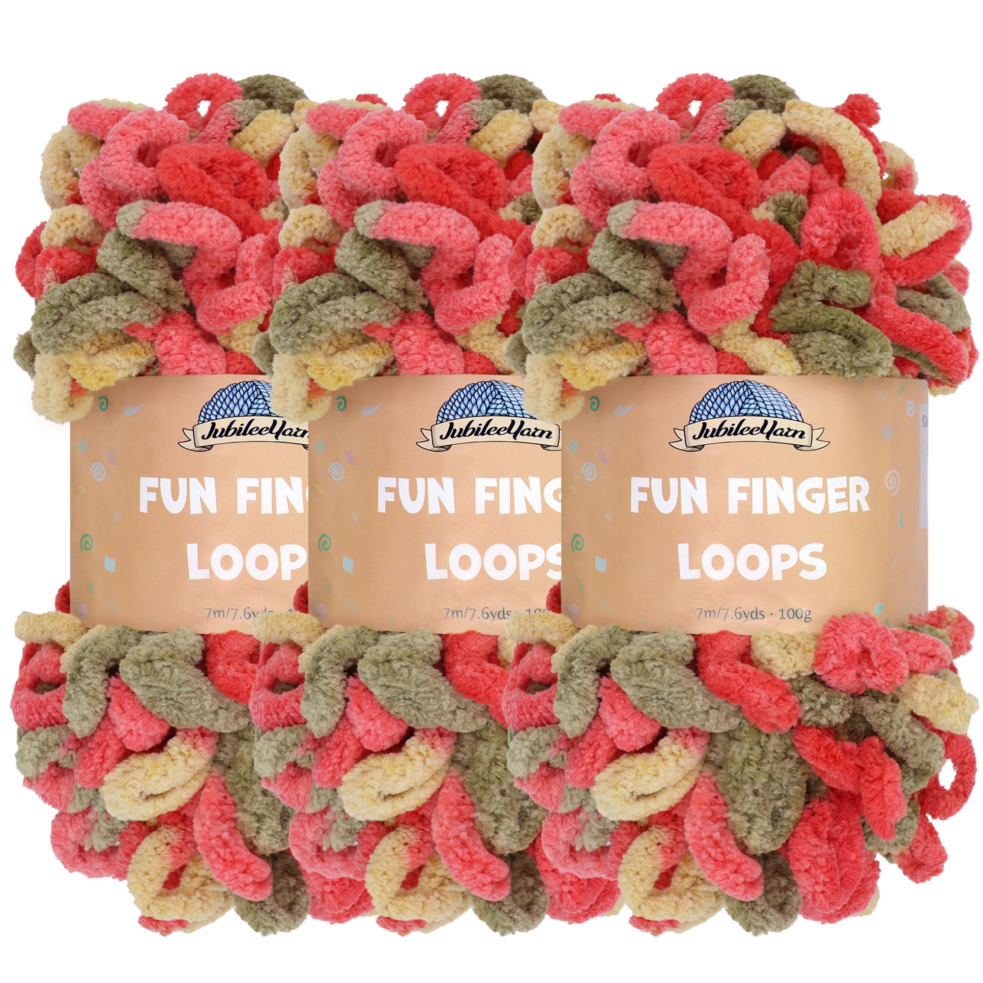 JubileeYarn Fun Finger Loops Yarn - Jumbo poliestere - Team Spirit