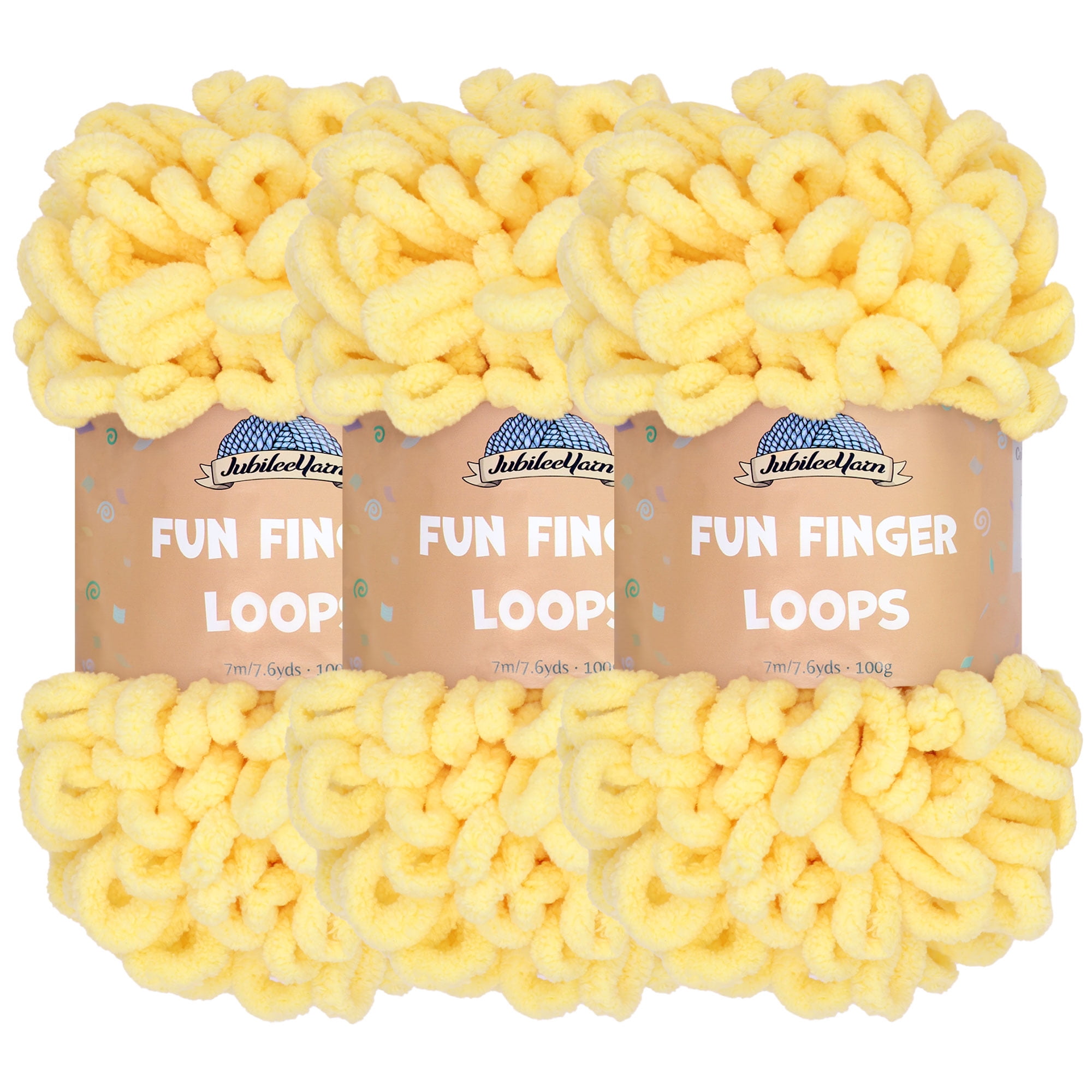 JubileeYarn Fun Finger Loops Yarn - Jumbo Polyester - Light Buttercream ...