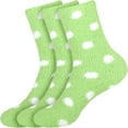 thumbnail image 1 of BambooMN Fuzzy Polka Dot Socks - 3 Pairs - 09 Spring Green, 1 of 6