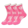 thumbnail image 1 of BambooMN Super Fuzzy Warm Soft Microfiber Snowflake Socks - Hot Pink - 3 Pairs, 1 of 6