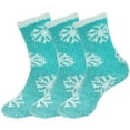 thumbnail image 1 of BambooMN Super Fuzzy Warm Soft Microfiber Snowflake Socks - Surfing Snowflakes - 3 Pairs, 1 of 6