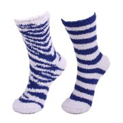 BambooMN Fuzzy Team Spirit Socks - Grey/Blue - 4 Pairs