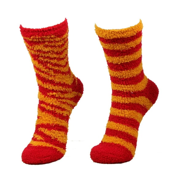 BambooMN Fuzzy Team Spirit Socks - Red/Yellow - 4 Pairs