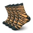 thumbnail image 1 of BambooMN Women's Fuzzy Zebra Print Team Spirit Socks - Super Soft Microfiber Game Day Sports Socks - Zebra Green & Gold - 4 Pairs, 1 of 4