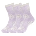 thumbnail image 1 of BambooMN Super Fuzzy Warm Soft Microfiber Snowflake Socks - Lovely Lavender - Extra Large - 3 Pairs, 1 of 6