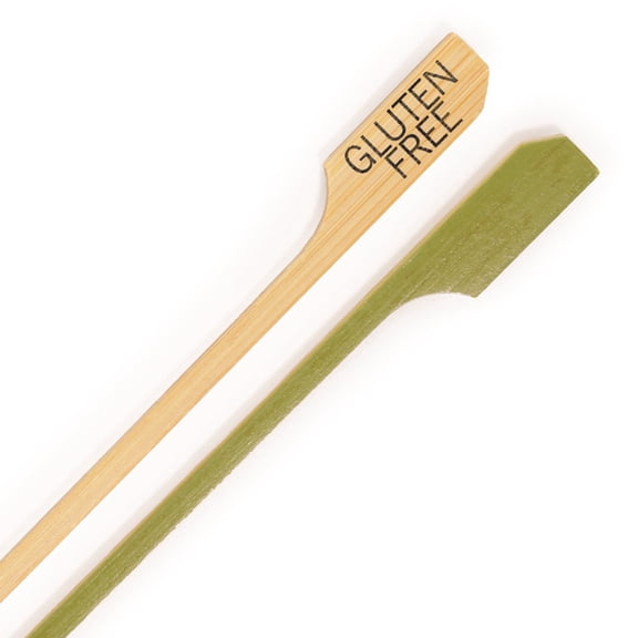 BambooMN Gluten-Free Marking Bamboo Paddle Skewer Picks - 3.5" (8.9cm) - 100 Pieces