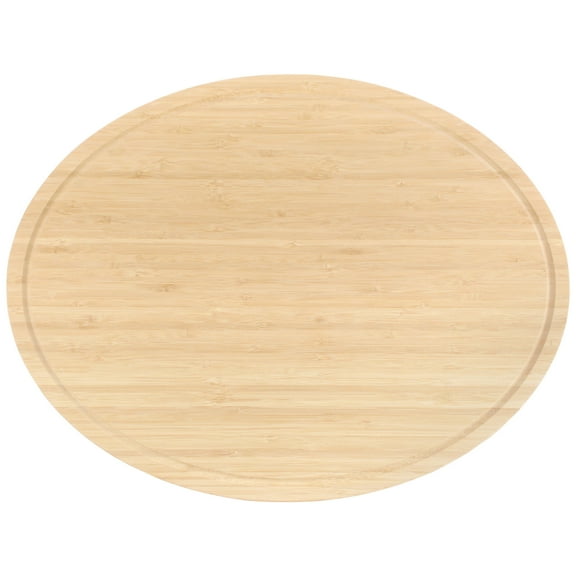 BambooMN Heavy Duty Premium Oval Shaped Cutting and Serving Board - 17" x 13" x 0.75" - Grooved/Flat - 1 Piece