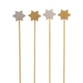 thumbnail image 1 of BambooMN - Holiday 6-Point Star Bamboo Picks Skewers for Fruit Sandwiches Cocktails - 5.9" (15cm) - Gold, Silver - 100pcs, 1 of 9