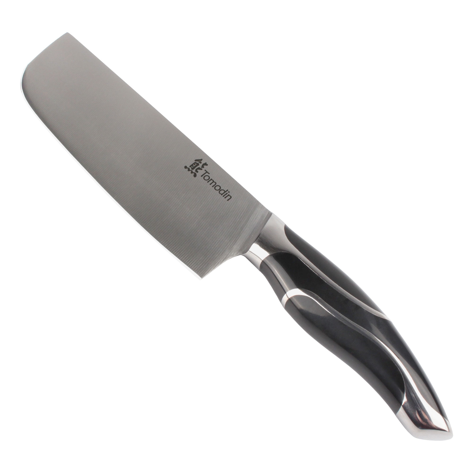 BambooMN Japanese Style Nakiri - Smooth Blade Black Handle - 1 Knife