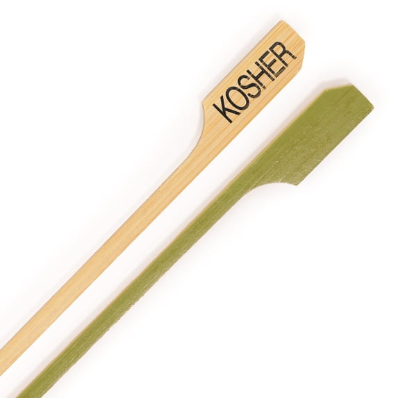 BambooMN Kosher Marking Bamboo Paddle Skewer Picks - 3.5" (8.9cm) - 300 Pieces
