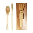 thumbnail image 1 of BambooMN Matcha Whisk Set - Skinny Golden Chasen (Tea Whisk), Tray, Chashaku (Hooked Bamboo Scoop), Tea Spoon - 1 Set, 1 of 5