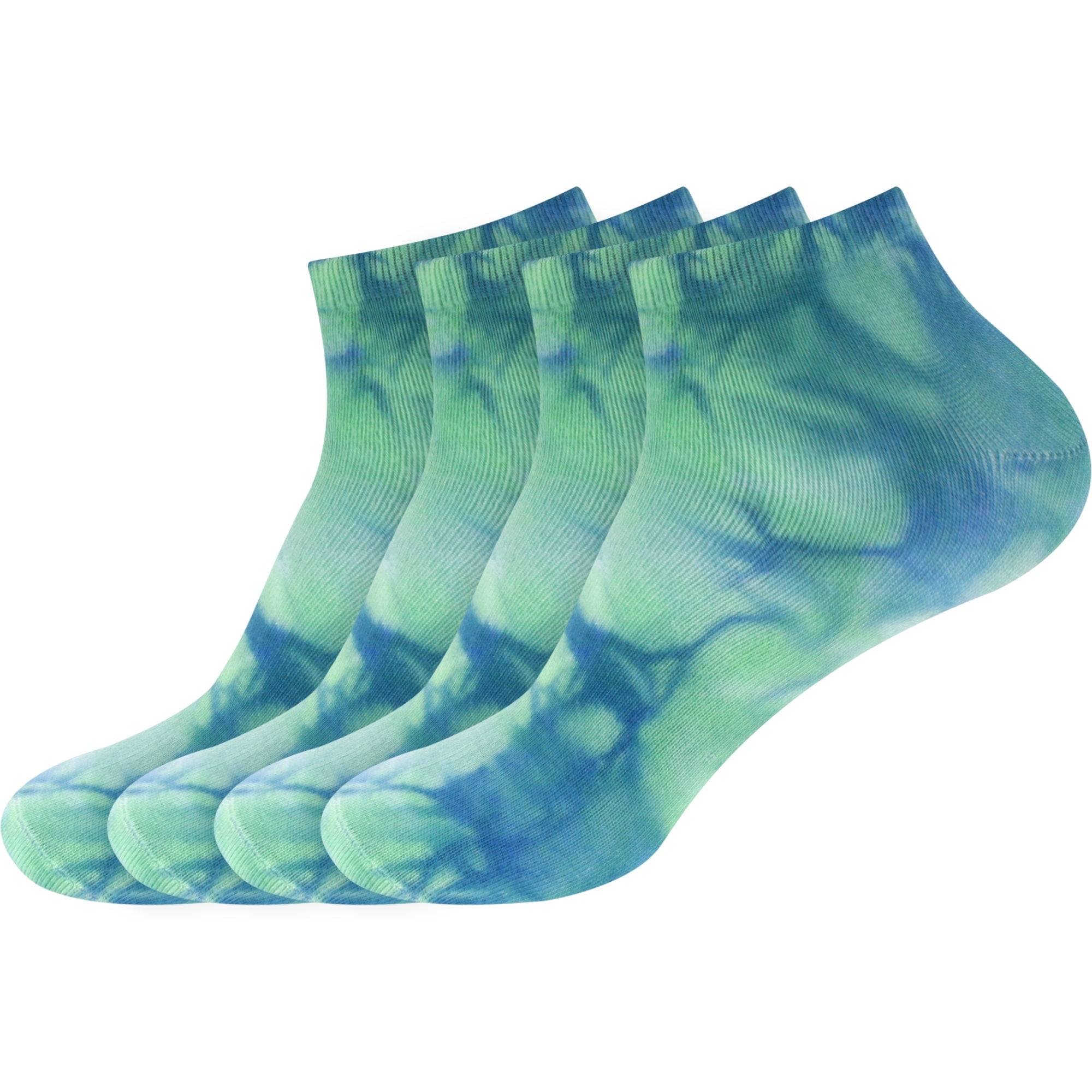 BambooMN Men's Rayon from Bamboo Tie-Dye Ankle Socks - Blue Green - 4 Pairs