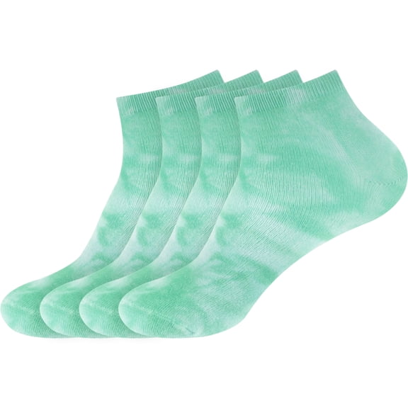 BambooMN Men's Bamboo Athletic Tie Dye Ankle Socks - Green - 4 Pairs