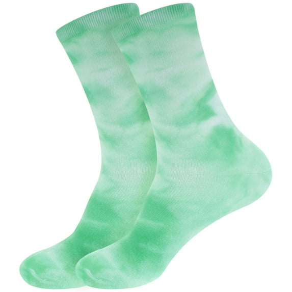 BambooMN Men's Bamboo Tie Dye Crew Socks - Green - 2 pairs