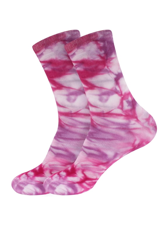 Men's Bamboo Tie Dye Crew Socks - Purple - 2 pairs