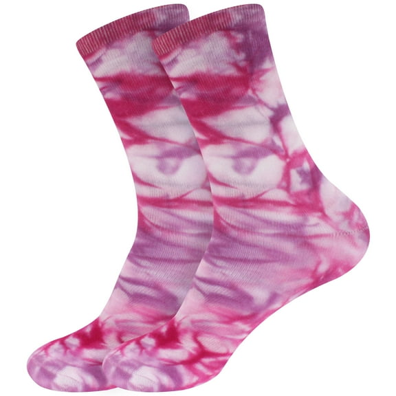 BambooMN Men's Bamboo Tie Dye Crew Socks - Purple - Extra Large - 2 pairs