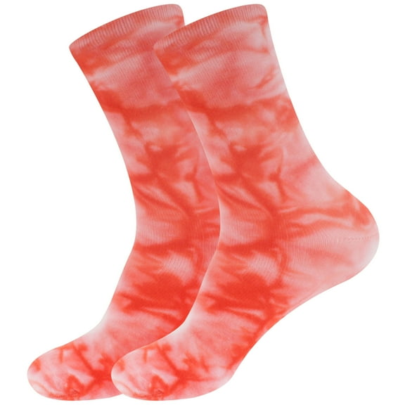 BambooMN Men's Bamboo Tie Dye Crew Socks - Red - Extra Large - 2 pairs