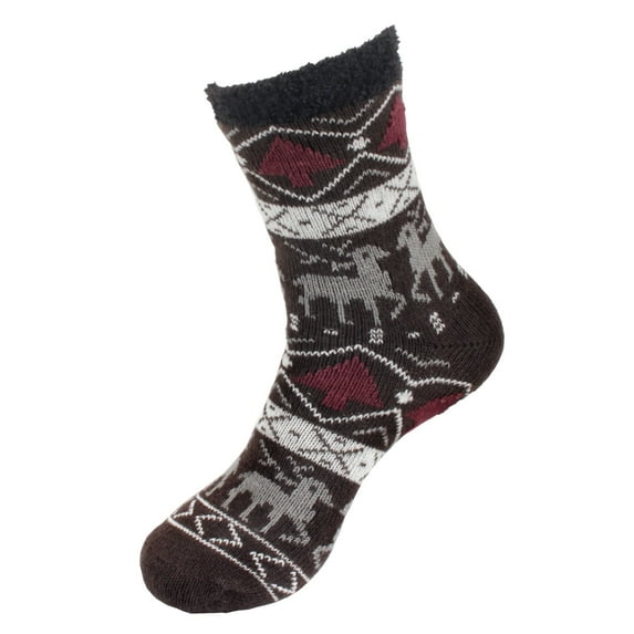 BambooMN Men's Cabin Double Layer Thick Soft Warm Fuzzy Comfy Home Socks - Style 07 - 1 Pair