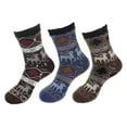 thumbnail image 1 of BambooMN Men's Cabin Double Layer Thick Soft Warm Fuzzy Comfy Home Socks, 3 Pairs Asst C, Medium, 1 of 7