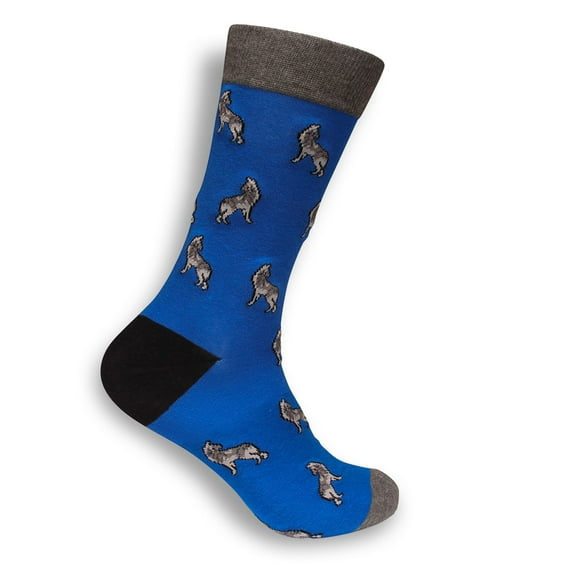 BambooMN Men's Cotton Colorful Design Novelty Dress Socks - Wolf Print - 1 Pair