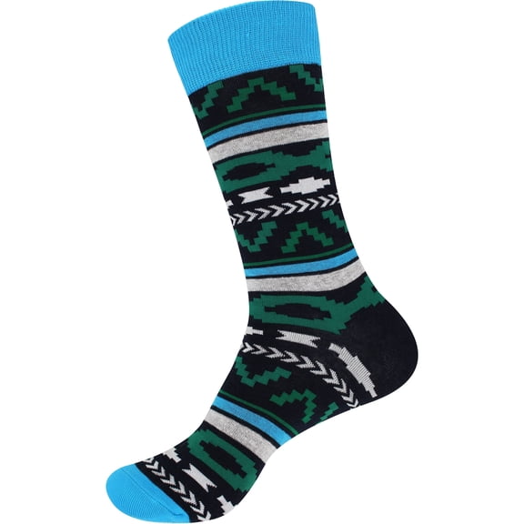 BambooMN Men's Cotton Colorful Design Dress Socks - Color 5 - 1 Pair