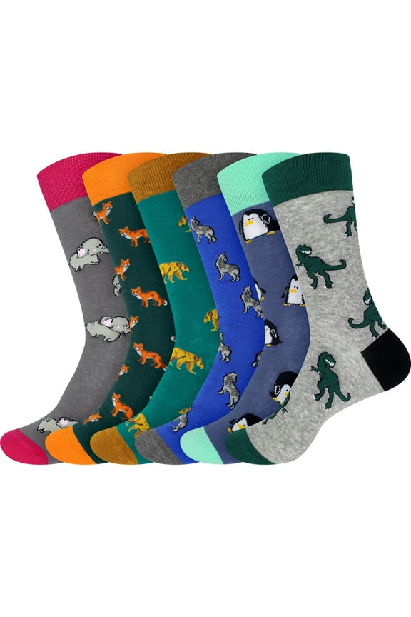 Men's Cotton Novelty Fun Design Socks - Assortment 6B - Extra Large - 6 Pairs