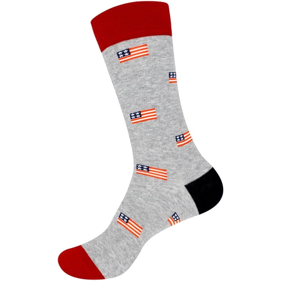 BambooMN Men's Cotton Colorful Design Novelty Dress Socks - American Flag Print - 1 Pair
