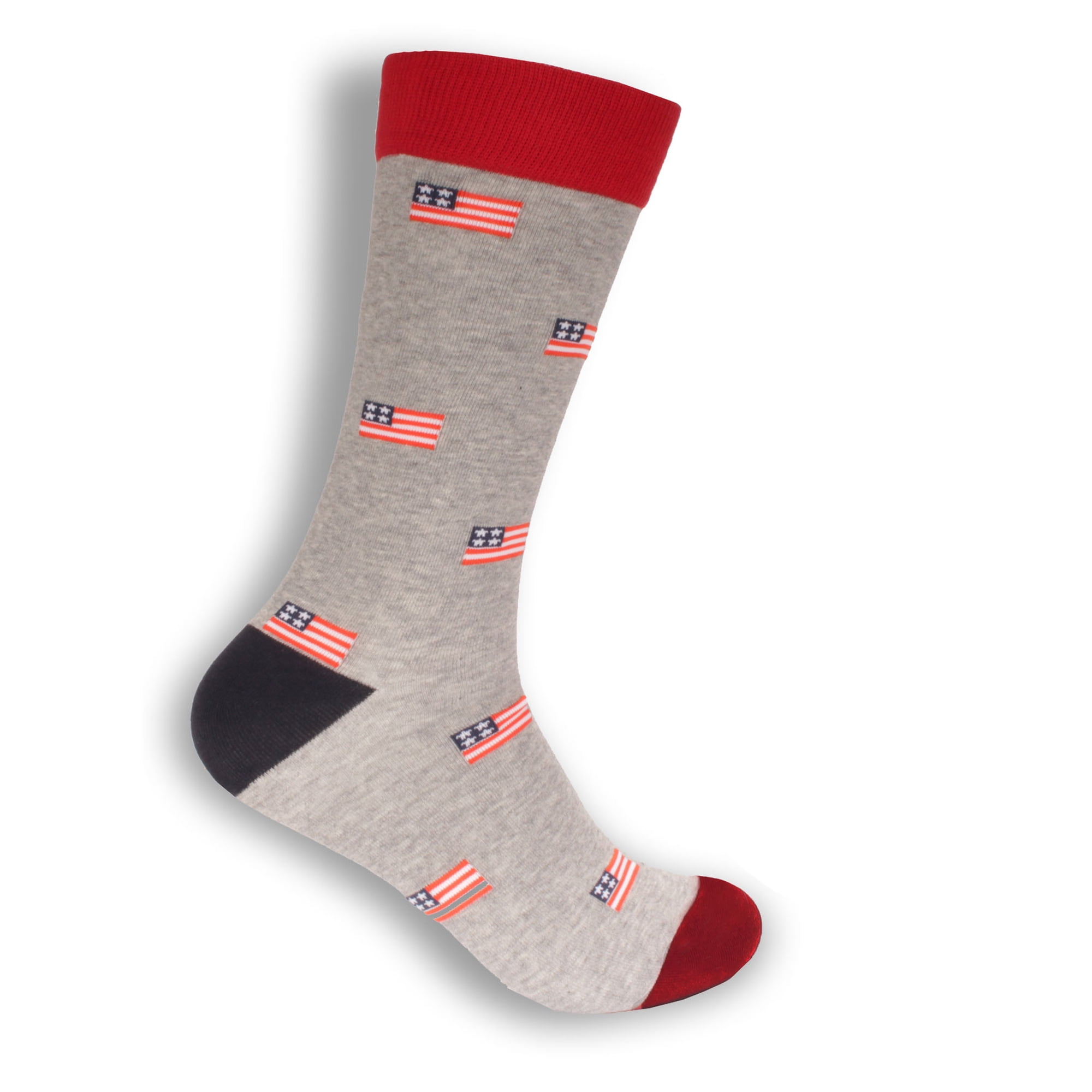 BambooMN Men's Cotton Novelty Socks American Flag Print 1 Pair