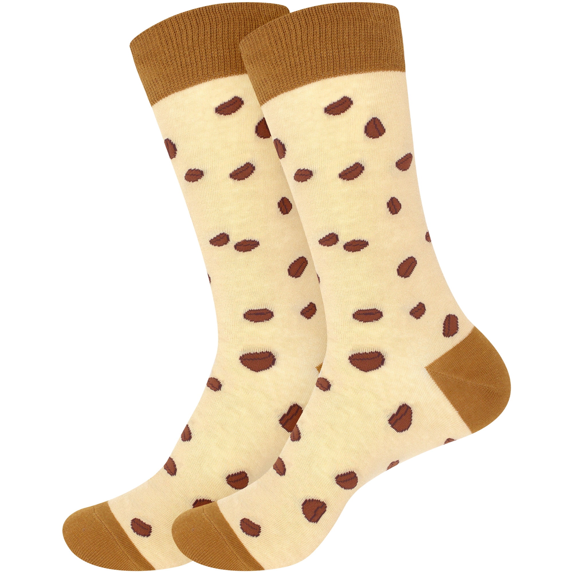 BambooMN Men's Cotton Novelty Socks Coffee Beans L/XL 2 Pairs