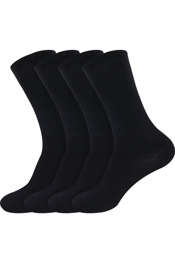 Men's Extra Large Rayon from Bamboo Fiber Moisture Wicking Luxury Antibacterial Casual Dress Mid-Calf Socks - Black - 4prs, Size 10-14
