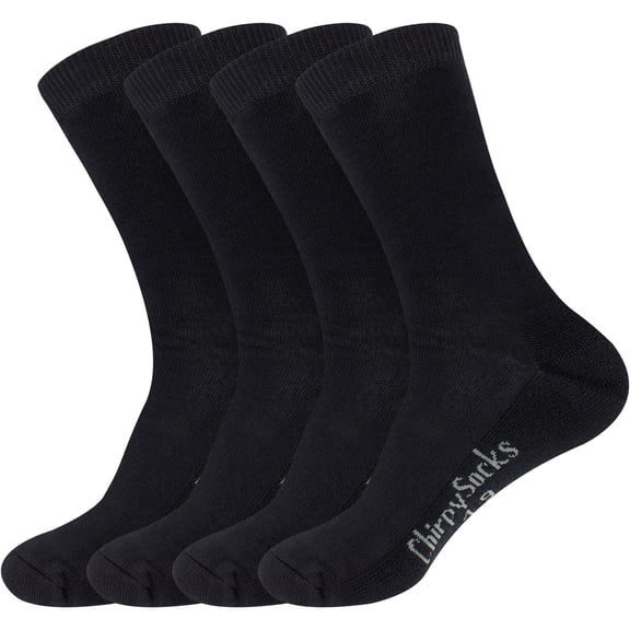 BambooMN Men's Rayon From Bamboo Fiber Thin with Thick Sole Dress Casual Comfortable Socks - Black - Men's Shoe Size 6-10 - 4 Pairs